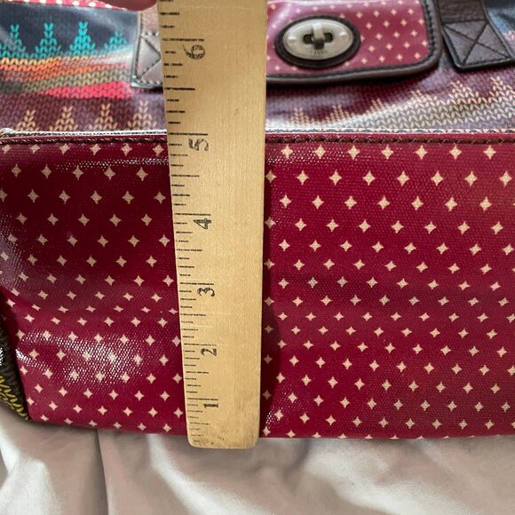 Fossil Key-Per Vinyl Coated Shoulder Tote Bag Approx 16.5" x 10.5" Multicolored - Picture 10 of 16